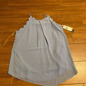 New Nwt BCX Light Blue Blouse Top Sleeveless Tank  Cami Size M Scallop Layered